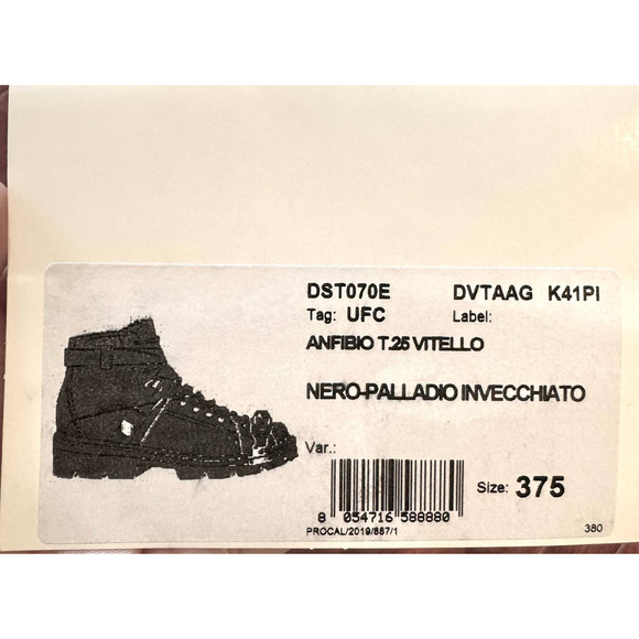 Versace Combat Ankle Boot 37.5 Black sz 7 Anfibio T.25 Vitello Nero Palladio - Picture 9 of 15